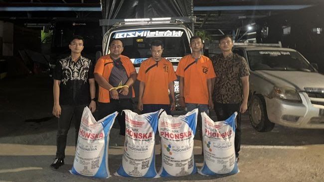 Polres Inhu Tangkap 3 Orang Penjualan Pupuk Subsidi dari Lampung