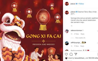 Jokowi Ucapkan Selamat Tahun Baru Imlek, Semoga Sejahtera