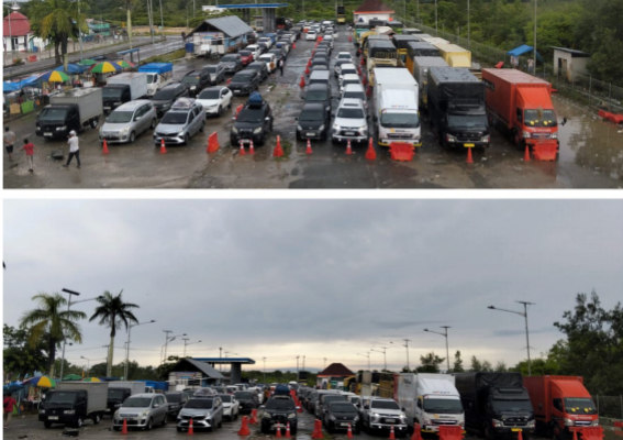Antrian Kendaraan di Pelabuhan Roro Mengkapan Butun Siak Masih Berlangsung
