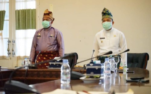 Bupati Alfedri Ikuti Upacara HUT Riau ke-64 secara Virtual