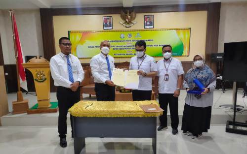 Kejari Bengkalis DPMPTSP dan BPJS Dumai Teken MoU