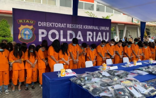 Polda Riau Tahan 59 Tersangka Kasus Judi Online 