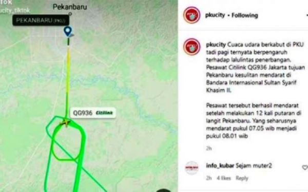 Heboh! Track Pesawat Berputar 1 Jam di Bandara SSK II