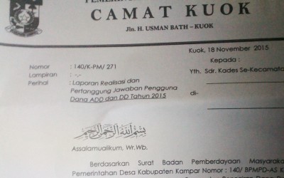 Enam Desa di Kuok Tak Junjung Laporkan Penggunaan ADD 2015