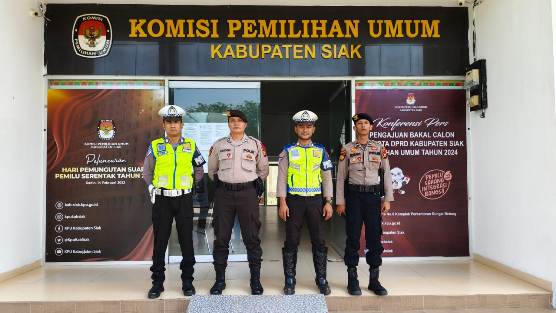 Polres Siak Lakukan Pemantauan ke Kantor KPU Kabupaten Siak