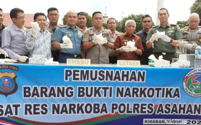 Polres Asahan Musnahkan Barang Bukti Narkoba