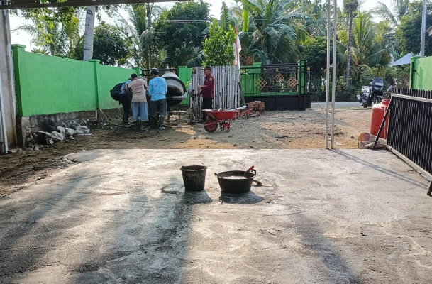 Pemendes Pulau Panggung, Pasang Rangka Baja dan Cor Beton Halaman GSG