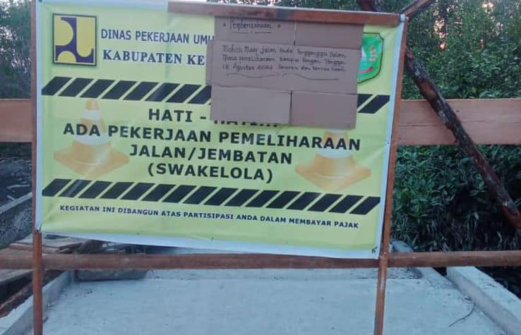 Ini Kata Dinas PU Meranti Terkait Akses Penghubung Sudah Siap Namun Masih di Tutup