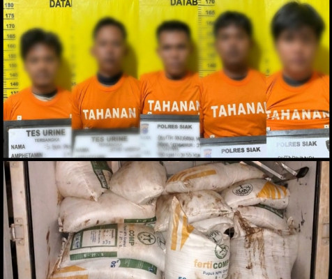 Gelapkan Pupuk Perusahaan, 5 Tersangka Ditangkap Polsek Minas Siak