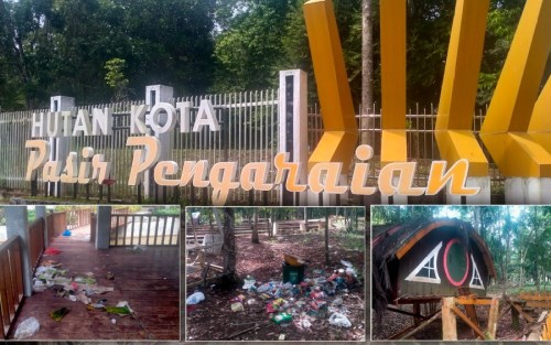 Hutan Kota Pasir Pengaraian Penuh Sampah dan Berbau