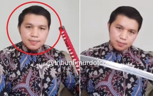 Viral, Doni Putra Ancam Menag Yaqut Pakai Samurai