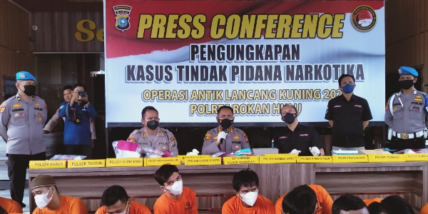 Polres Rohul Gelar Press Conference Operasi Antik Lancang Kuning 2022