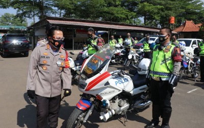 Aksi Buruh, Polresta Tangerang Gelar Apel Kendaraan Lantas