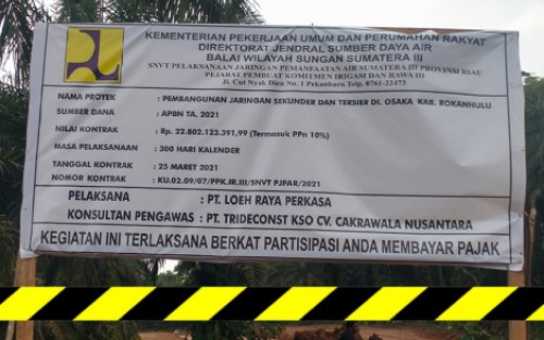 Vendor Ancam Bongkar Proyek Irigasi BWSS di Rohul