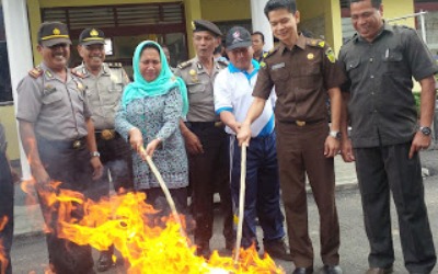Polisi Rohil Musnahkan 2Kg Barang Bukti Ganja Kering