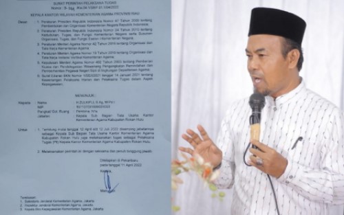 Zulkifli Syarif Jabat Plt Kakan Kemenag Rohul