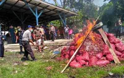 8 Ton Bawang Merah Temuan Polres Dimusnahkan