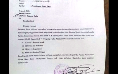 Kades Sinama Nenek Keluarkan Edaran Rayonisasi Tapung Hulu