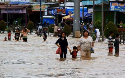 Jalan di Pasir Pangaraian Terendam Banjir