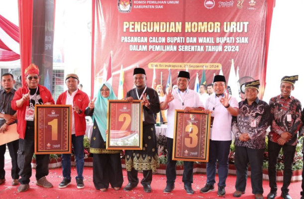 KPU Siak Tetapkan Nomor Urut Paslon Bupati dan Wakil Bupati Kabupaten Siak