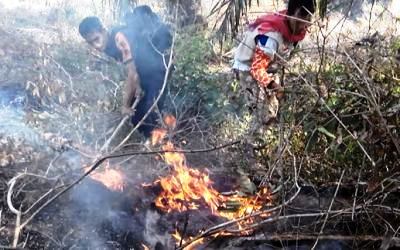 Puluhan Hektar Lahan di Serombou Rohul Terbakar