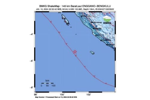 Gempa 5,8 Magnitudo Guncang Bengkulu pada Rabu Malam