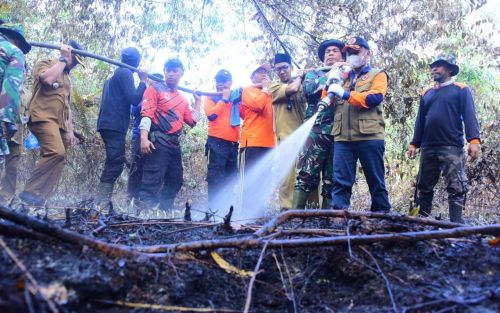 Karhutla Bengkalis, Wabup Ikut Padamkan Api di Kembung Luar