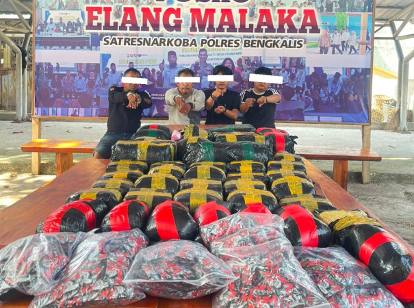 Polres Bengkalis Sita 28,97 Kg Sabu, 122.629 Butir Ekstasi dan 394 Cartridge Etomidate