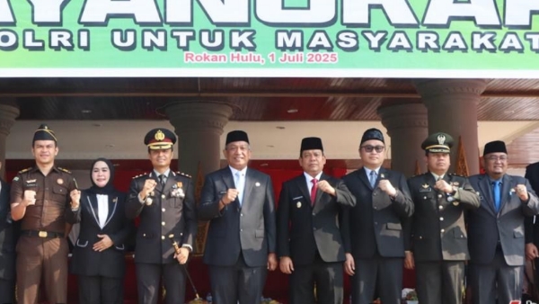 Pemkab Bersama Polres Rohul Gelar Upacara Peringatan HUT Bhayangkara ke-79