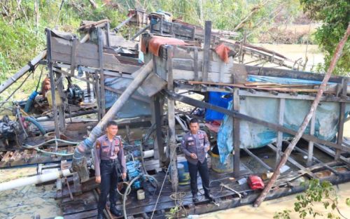 Tim Gabungan Temukan 66 Rakit Penambang ilegal di Inhu