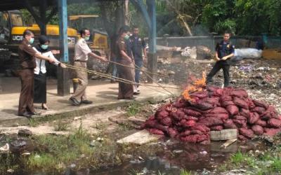 Polres Bengkalis Musnahkan Bawang Merah Ilegal