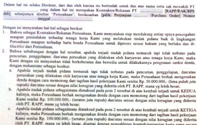 Perjanjian RAPP Dengan Kontraktor Tajam Kebawah