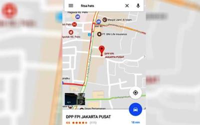 Heboh, DPP FPI Berubah Jadi Fitsa Hats di Google Maps